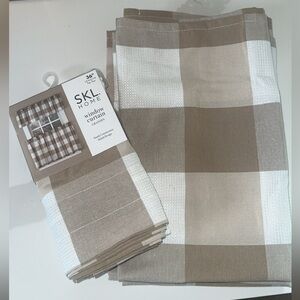 SKL Home Tan and White Gingham Mini Window Curtain